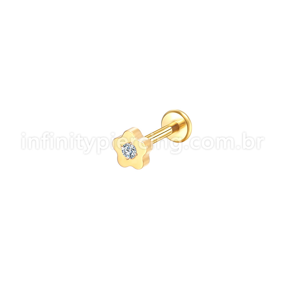 Piercing Labret Aço Cirúrgico Flor 1 Zircônia
