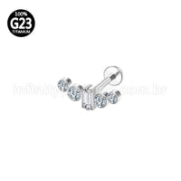 Piercing Labret Titânio Cluster 5 Zircônias