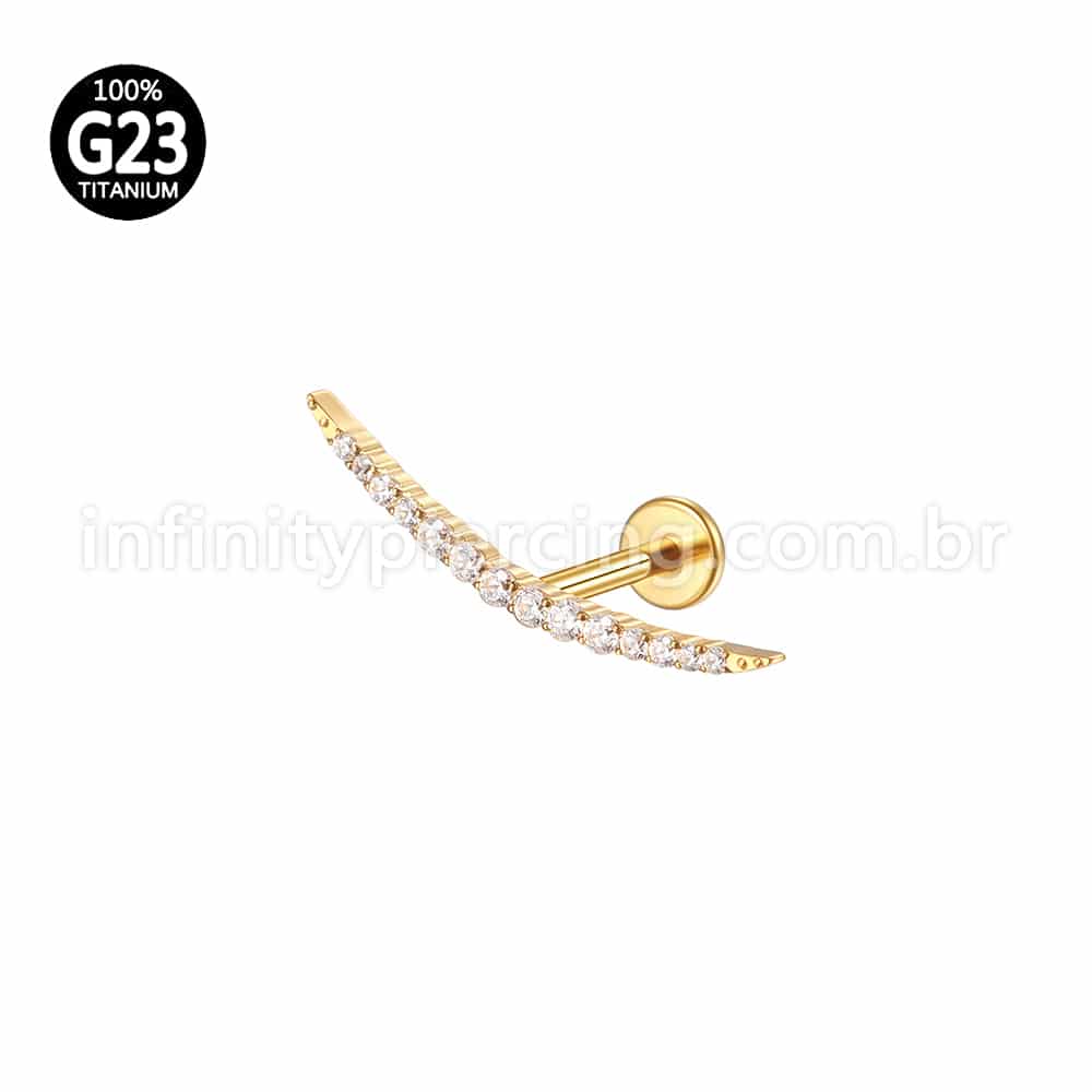 Piercing Labret Titânio Cluster Curvado Zircônia Cravejada