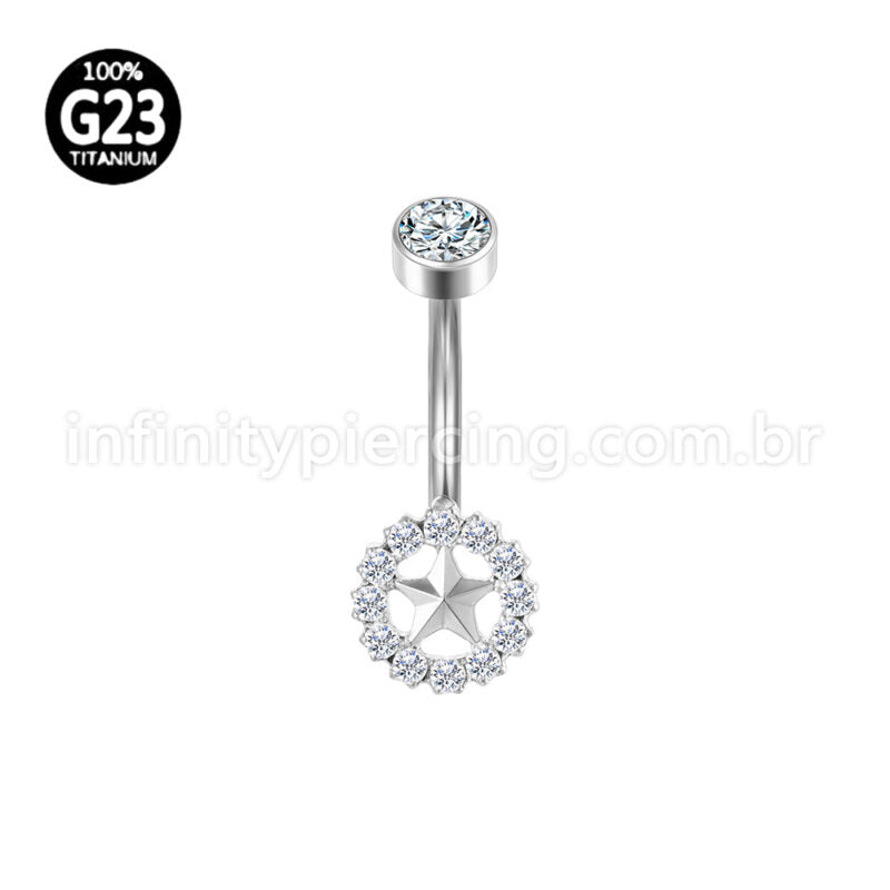 Piercing Banana Titânio Estrela  Zircônia