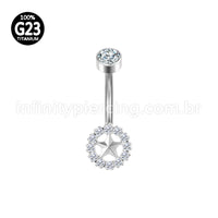 Piercing Banana Titânio Estrela  Zircônia