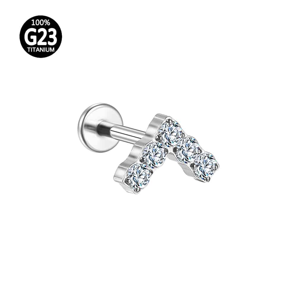 Piercing Labret Titânio V Zircônia Cravejada