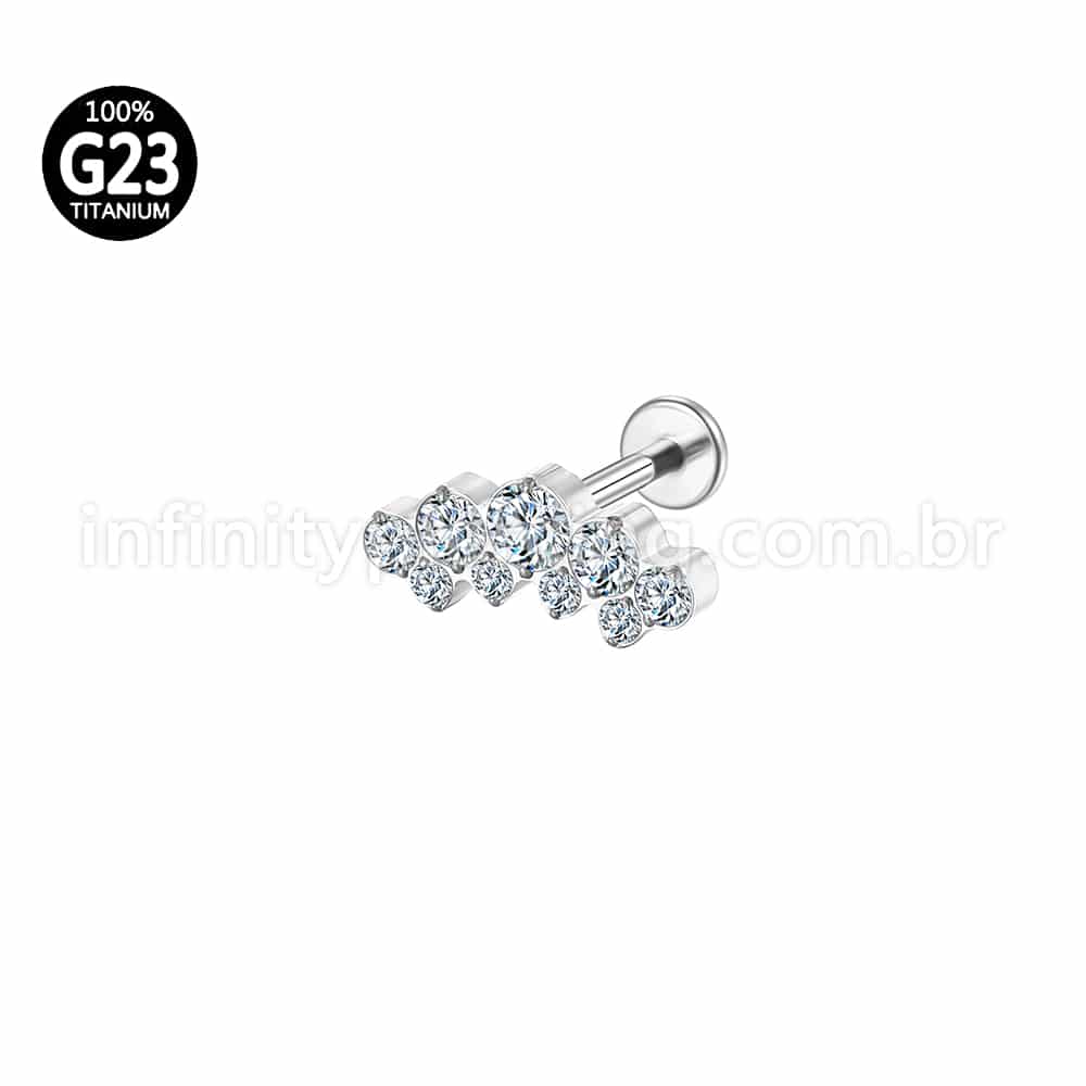 Piercing Labret Titânio Cluster Zircônias Cravejadas