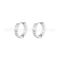 Argola Aço Inoxidável Linhas Strass