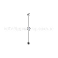Piercing Transversal Aço Cirúrgico Zircônia Estrela