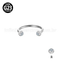 Piercing Ferradura Lapidada Titânio Com Zircônia Cravada Rosca Externa