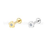 Piercing Labret Aço Cirúrgico Flor 1 Zircônia