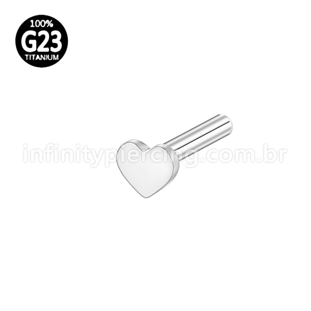 Haste Para Labret Titânio Base Coração
