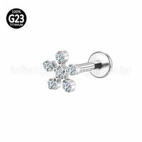Piercing Labret Titânio Zircônia Flor