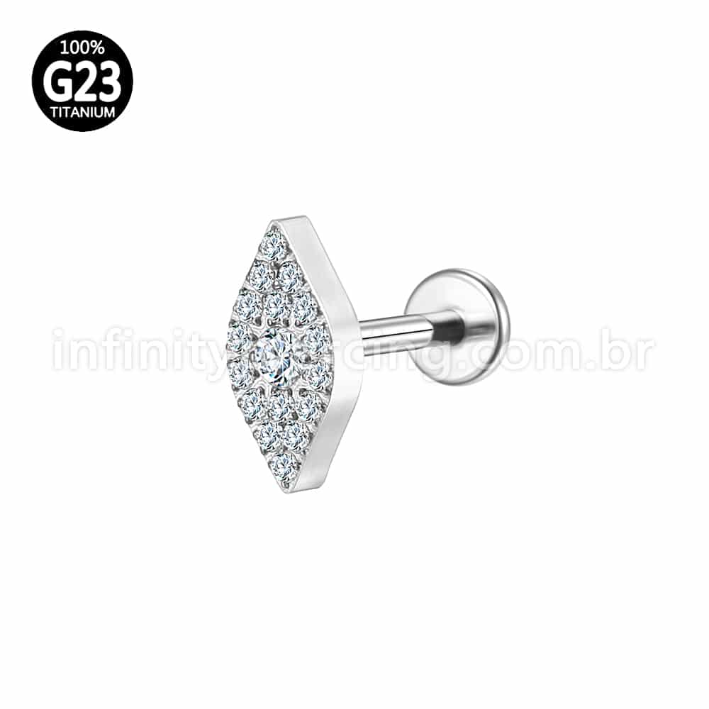 Piercing Labret Titânio Olho Zircônia