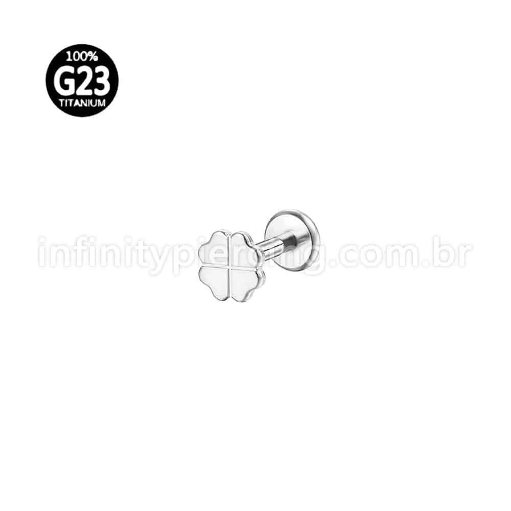 Piercing Labret Titânio Trevo 4 Folhas