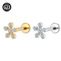 Piercing Labret Titânio Zircônia Flor