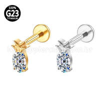 Piercing Labret Titânio Abacaxi Zircônia