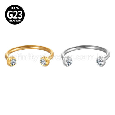 Piercing Ferradura Lapidada Titânio Com Zircônia Cravada Rosca Externa