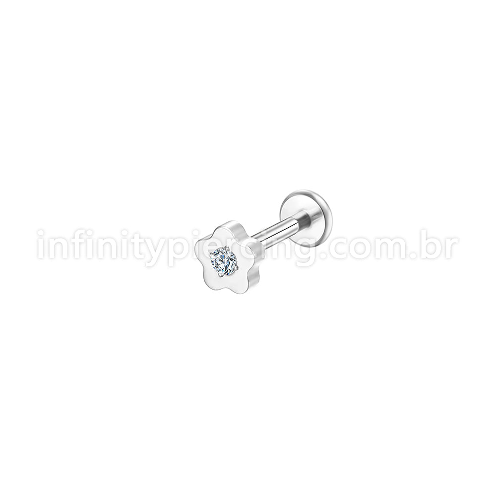 Piercing Labret Aço Cirúrgico Flor 1 Zircônia