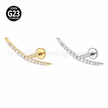 Piercing Labret Titânio Cluster Curvado Zircônia Cravejada