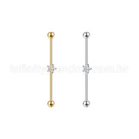 Piercing Transversal Aço Cirúrgico Zircônia Estrela