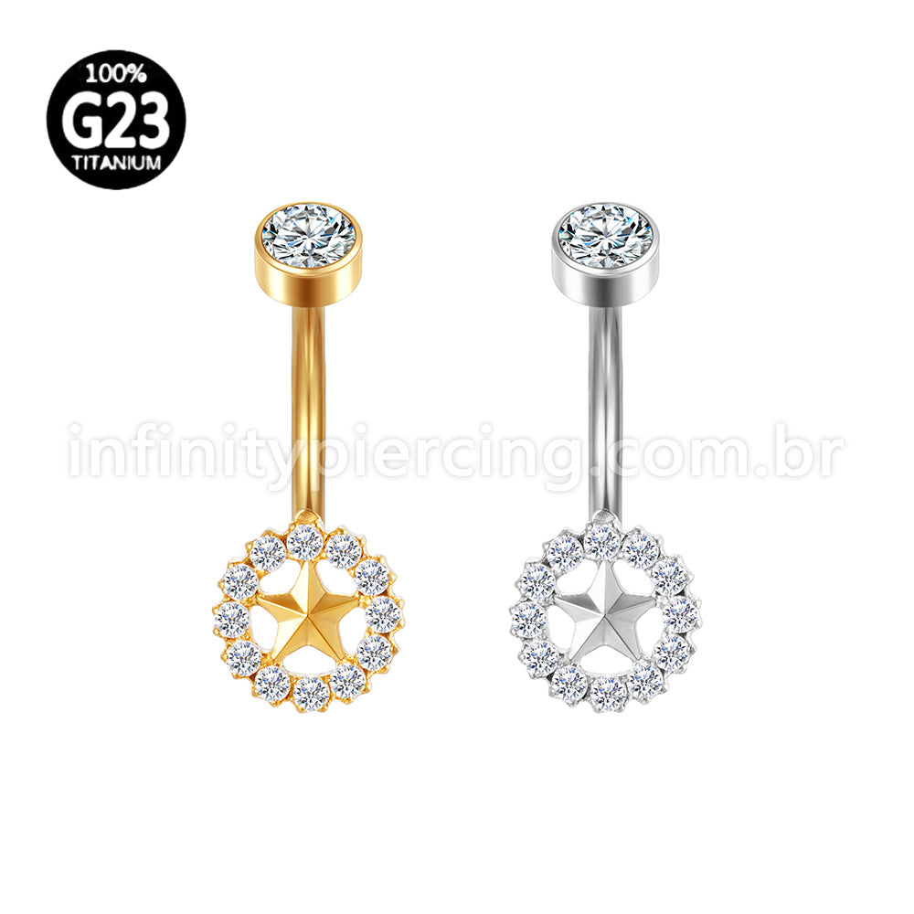 Piercing Banana Titânio Estrela  Zircônia