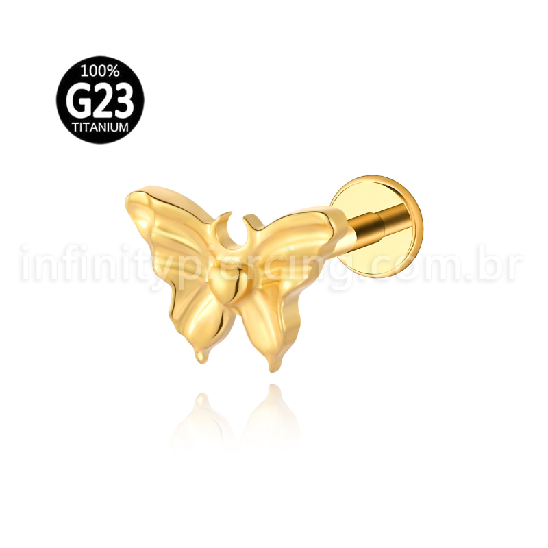Piercing Labret Titânio Borboleta Detalhes