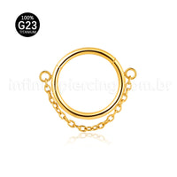Piercing Argola Titânio Com Corrente