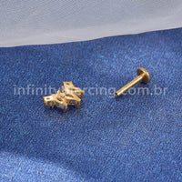 Piercing Labret Aço Cirúrgico Detalhes 5 Zircônias