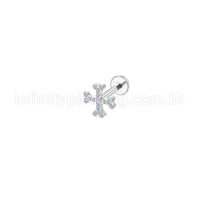 Piercing Labret Aço Cirúrgico X Zircônia Cravejada