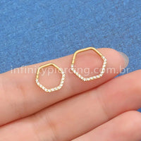 Piercing Argola Titânio Hexagonal Zircônia Cravejada