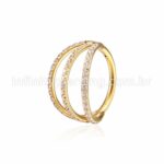 Piercing Argola Segmento Articulado Aço Cirurgico Zircôrnia 3 Fileiras Vazadas