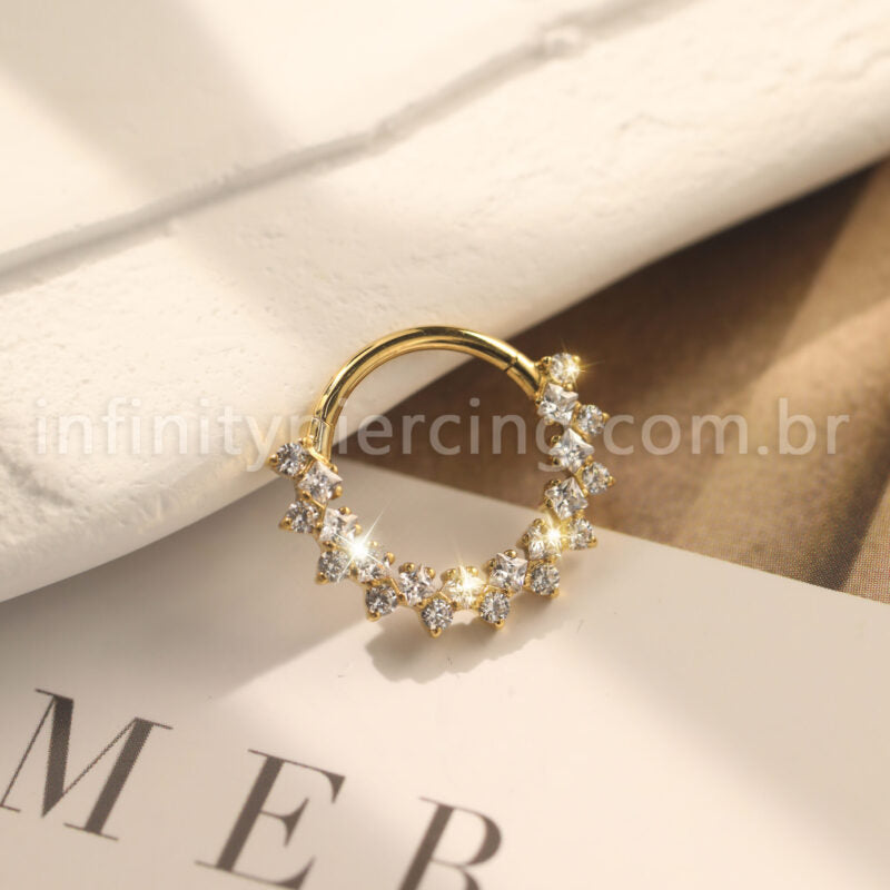 Piercing Argola  Aço Cirúrgico Segmento Articulado Zircônias