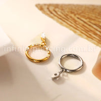 Piercing Argola Titânio Zircônia Frontal Pingente Oval Com Pontas