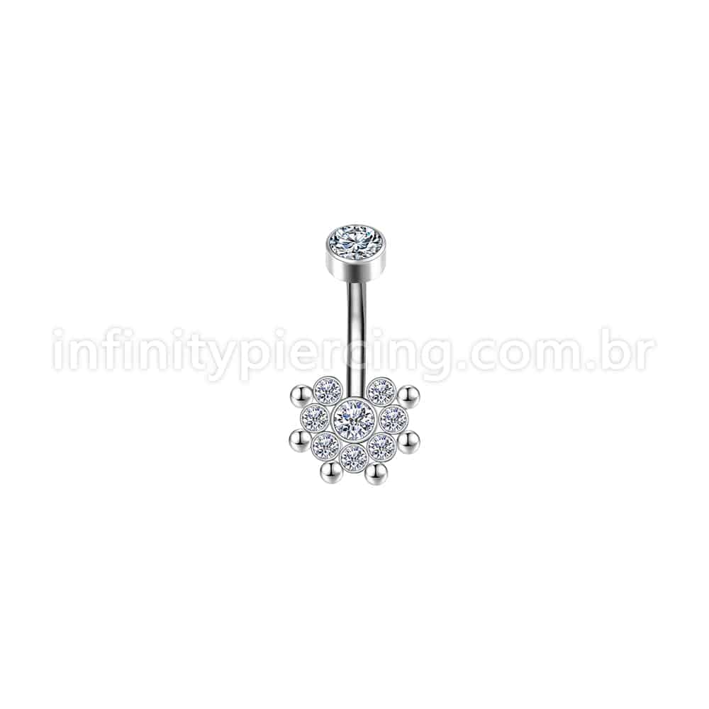 Piercing Banana Aço Cirúrgico Indiano Zircônia