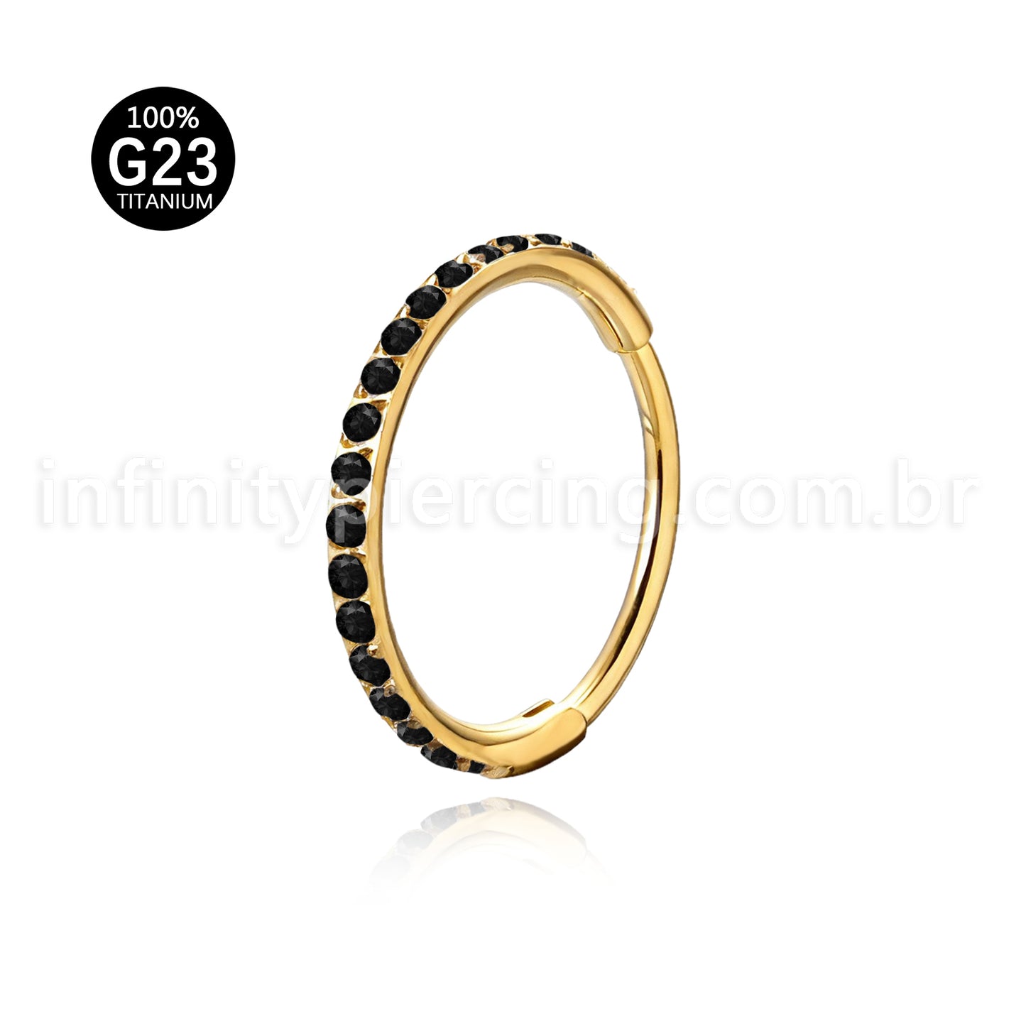 Piercing Argola Segmentada Titânio 1 Fileira Zircônia Cravejada