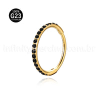 Piercing Argola Segmentada Titânio 1 Fileira Zircônia Cravejada