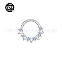 Piercing Argola Titânio Detalhe Zircônia Frontal