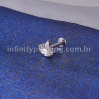 Piercing Labret Titânio Olho Zircônia Cravejada