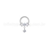 Piercing Argola Aço Cirúrgico Laço Com Pingente Zircônia
