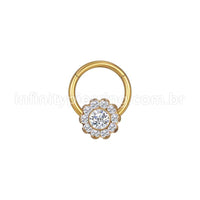 Piercing Argola Aço Cirúrgico Segmento Articulado Flor Zircônia