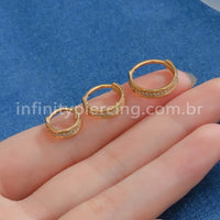 Piercing Argola Titânio Segmento Articulado Detalhada Zircônia Cravejada