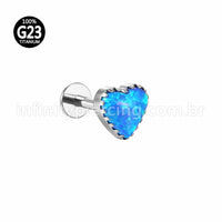 Piercing  Labret Titânio Coração Opala