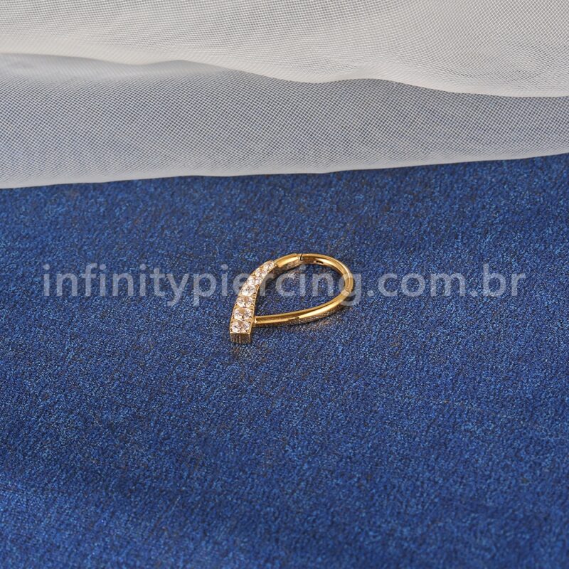 Piercing Argola Aço Cirúrgico Gota Com Zircônia