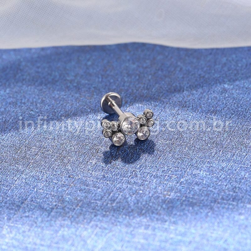 Piercing Labret Aço Cirúrgico Zircônias