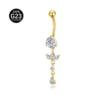Piercing de Umbigo Titânio G23 com Zircônia Cravejada de Alto Brilho