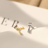 Piercing Labret Aço Cirúrgico Garfo Zircônia