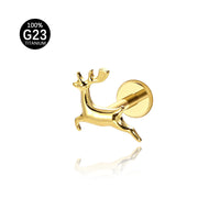Piercing Labial em Titânio G23 com Design de Cervo Minimalista