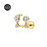 Piercing Labret Titânio G23 com Zircônia Brilhante