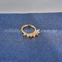 Piercing Argola Aço Cirúrgico Segmento Articulado 4 Pedras Zircônia Cravejada