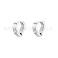 Argola V Aço Inoxidável Detalhes Strass
