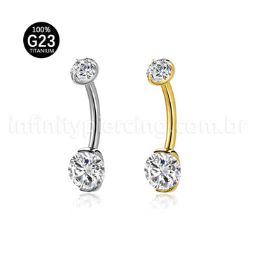Conjunto Anel Umbilical Duas Cores Titânio