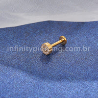 Piercing Labret Aço Cirúrgico Flor Zircônia