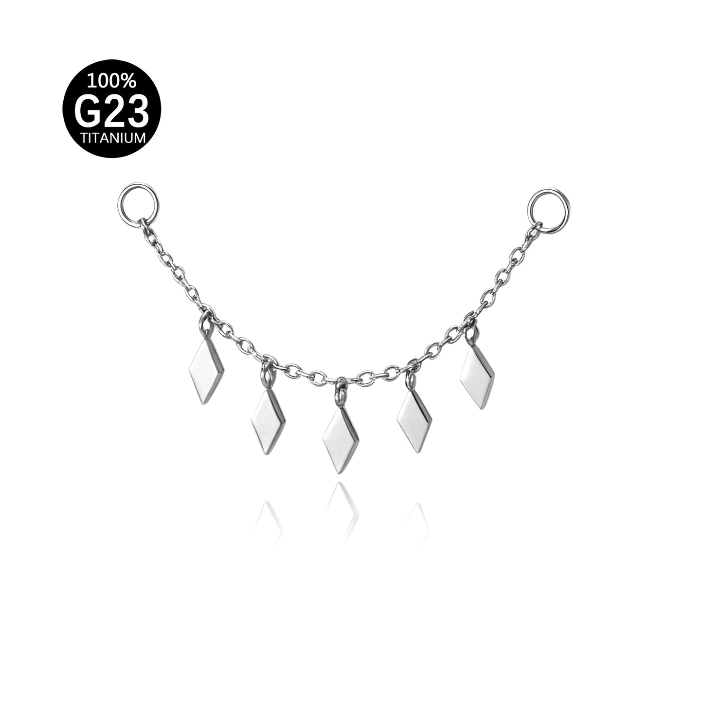 Corrente Titânio Para Piercing Pingente Deltoid Com Zircônia 10932